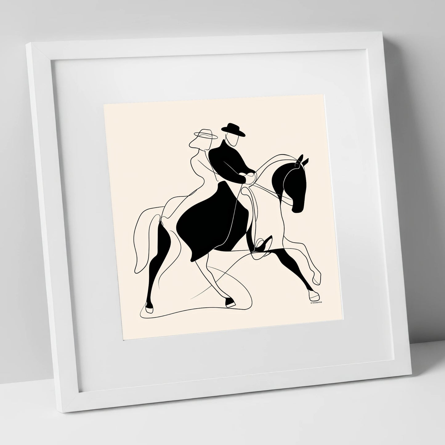 Abstract Dressage Harmony dressage horse art print in white frame