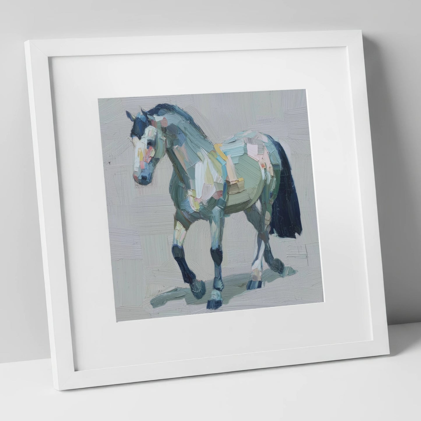 Painted Strides horse breed art print in white frame