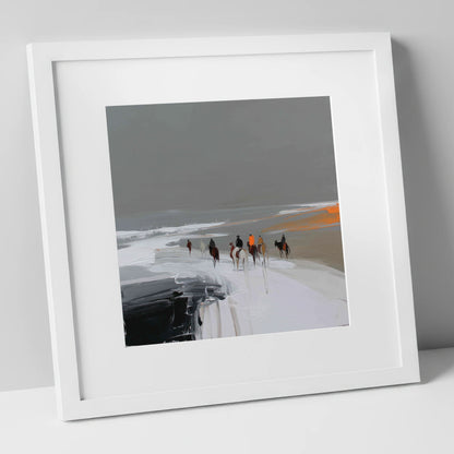 Across the Winter Expanse horse landscape art print in white frame