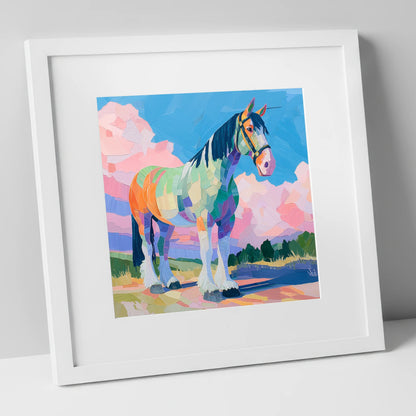 Prismatic Heavy Horse horse breed art print in white frame