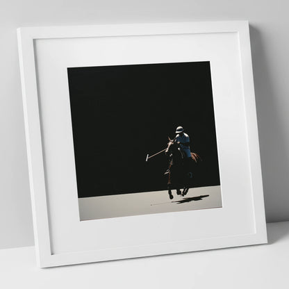 Shadows of the Chukka polo horse art print in white frame
