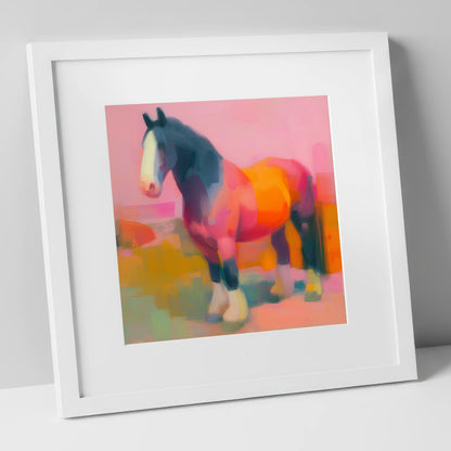 Vibrant Heavy Horse horse breed art print in white frame