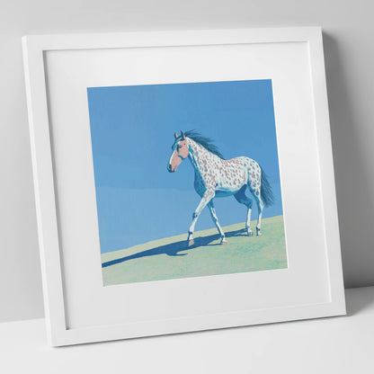 Appaloosa On The Ridge horse breed art print in white frame