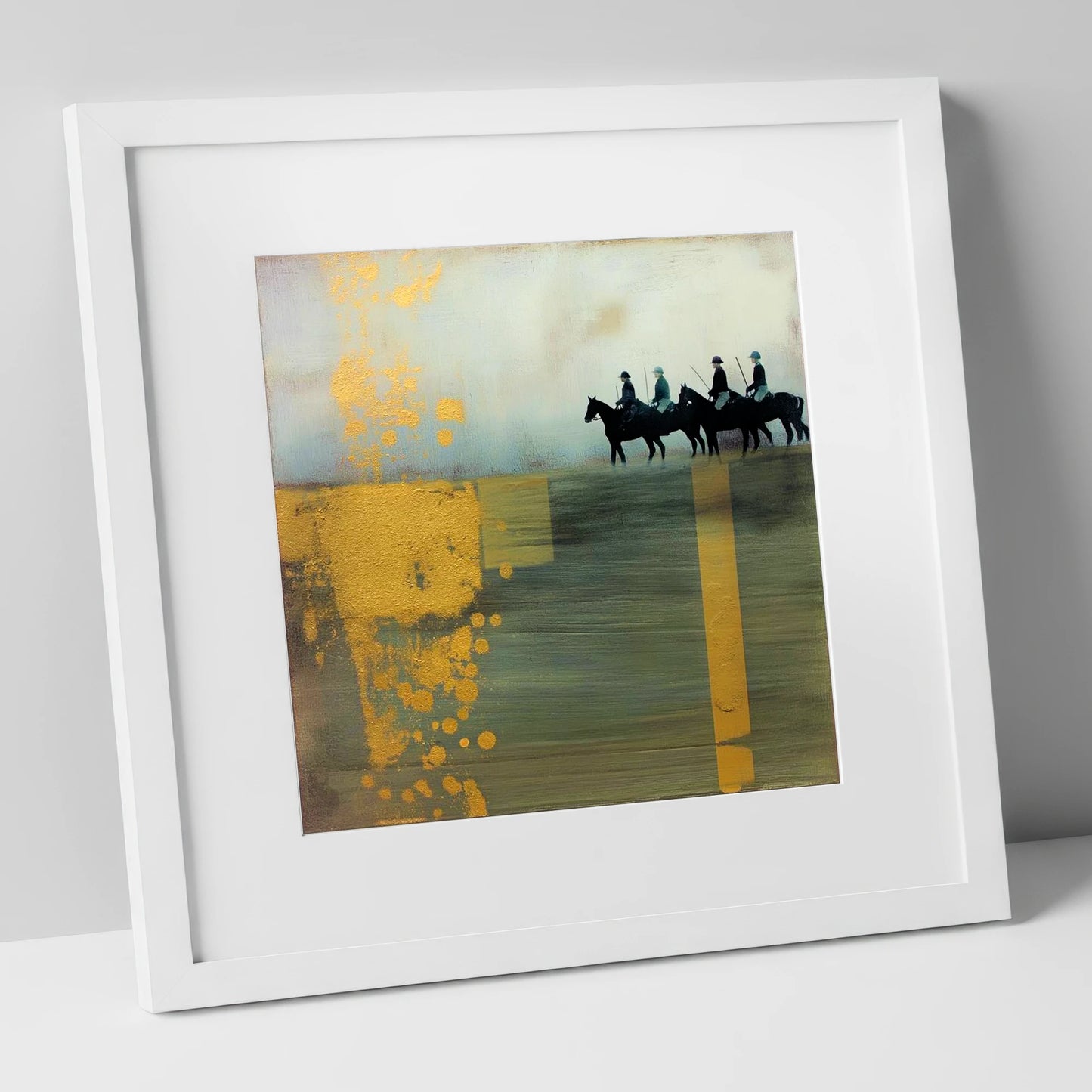 The Gilded Chukka polo horse art print in white frame