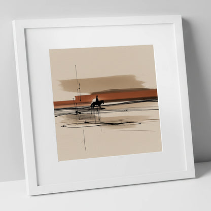 The Solitary Trail western horse art print in white frame