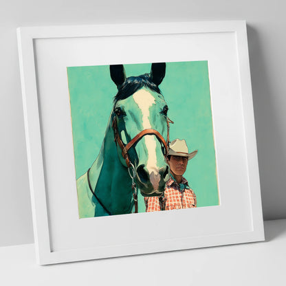 The Western Partnership western horse art print in white frame