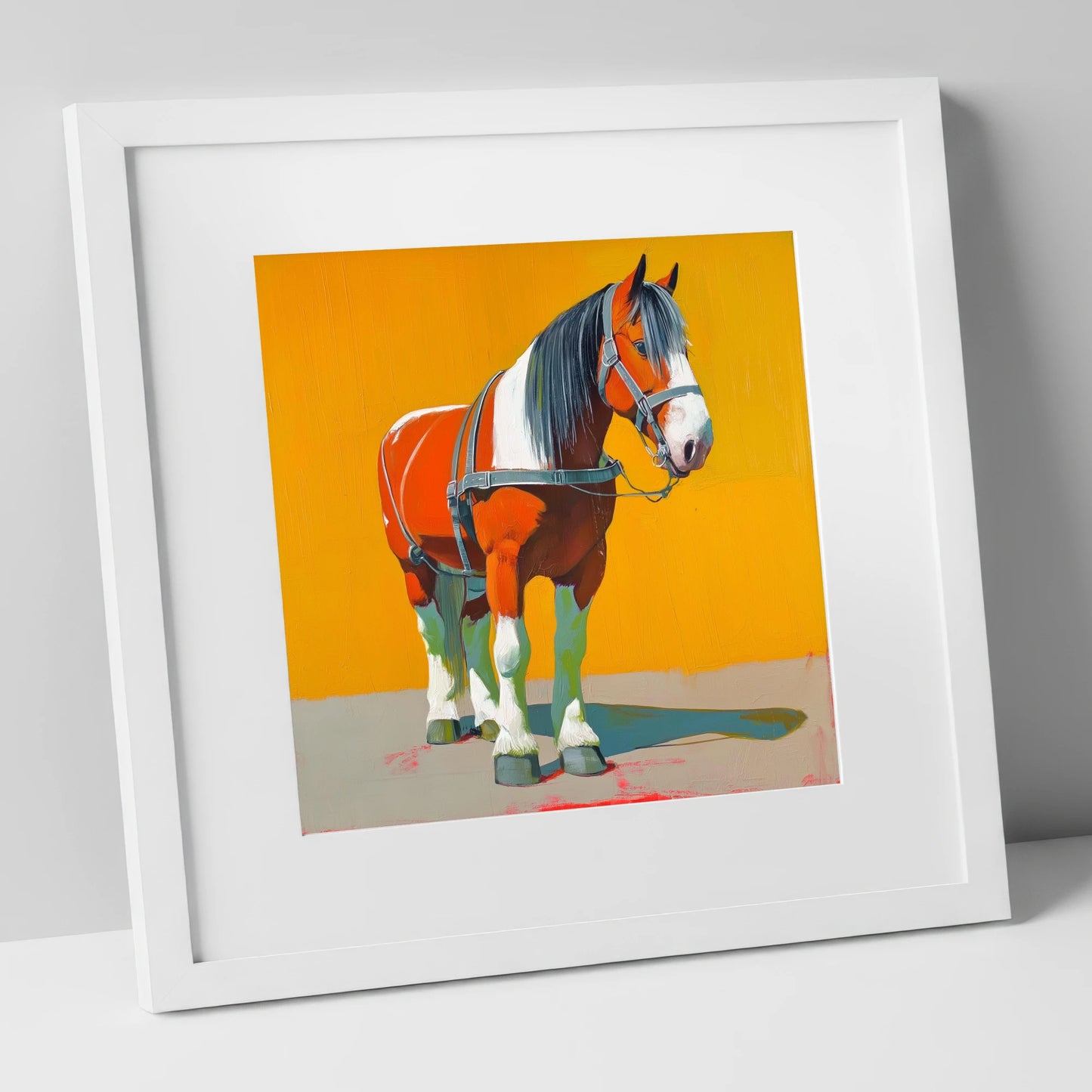 Vibrant Heavy Horse horse breed art print in white frame