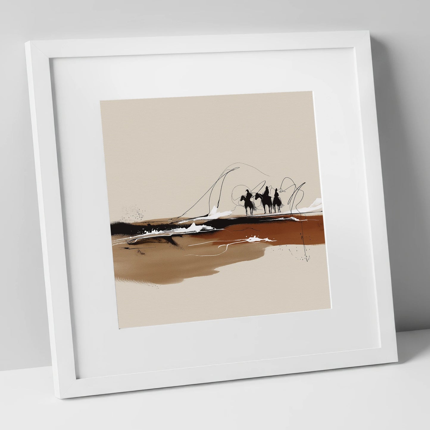 Riders of the Plains western horse art print in white frame