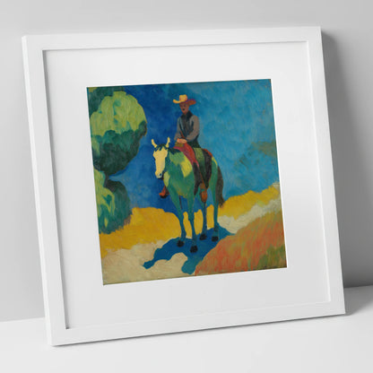 Under a Cobalt Sky western horse art print in white frame