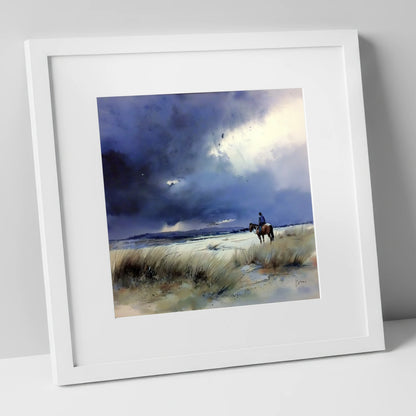 Before the Storm horse landscape art print in white frame