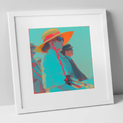 Grandstand Glamour racing horse art print in white frame