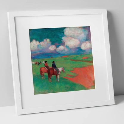 Vivid Frontier Horizons horse landscape art print in white frame