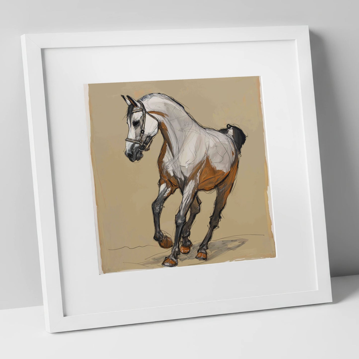 Collected Spirit horse breed art print in white frame