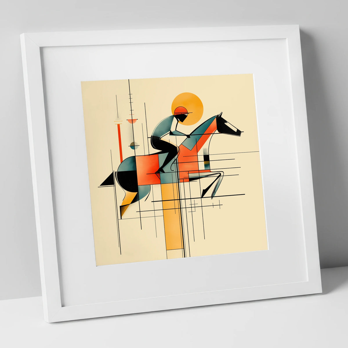 Precision at Pace racing horse art print in white frame