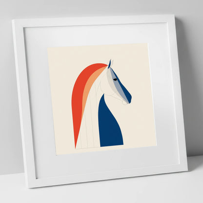 Modernist Equine Form horse breed art print in white frame