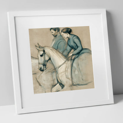 The Shared Journey horse & rider art print in white frame
