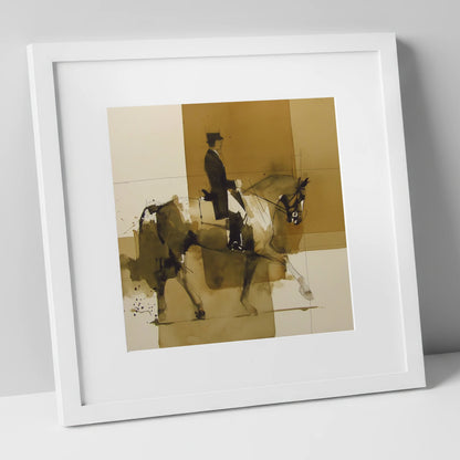 Mastery in Motion dressage horse art print in white frame