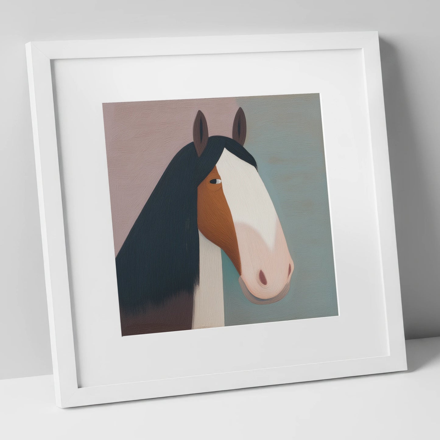The Gentle Heavyweight horse breed art print in white frame