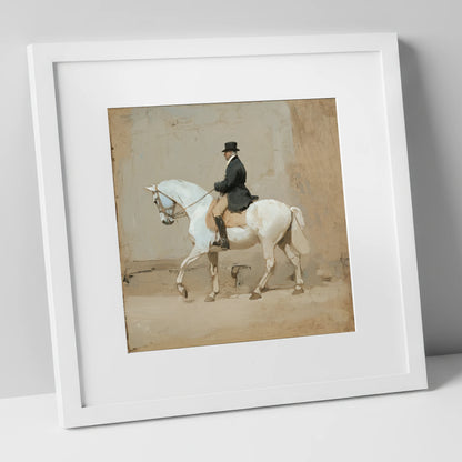 Classical Harmony dressage horse art print in white frame