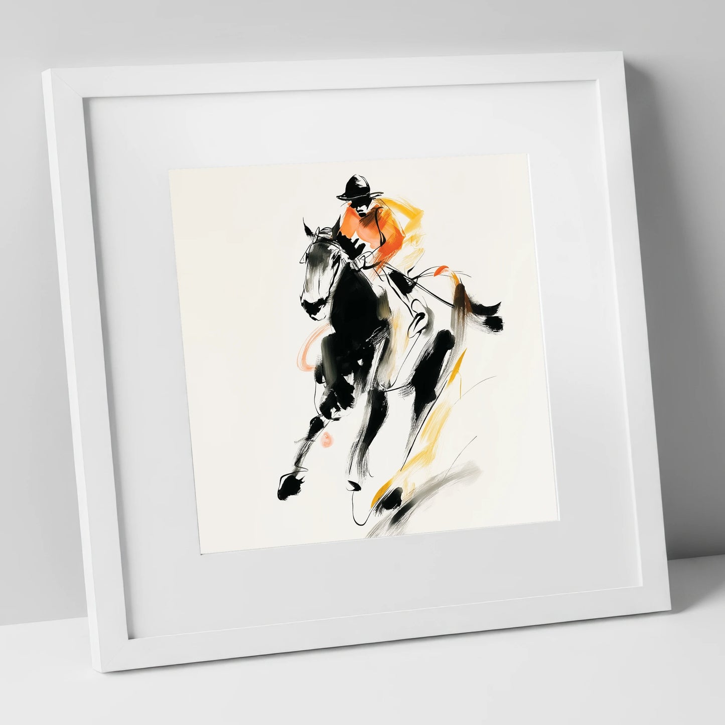The Bold Furlong racing horse art print in white frame
