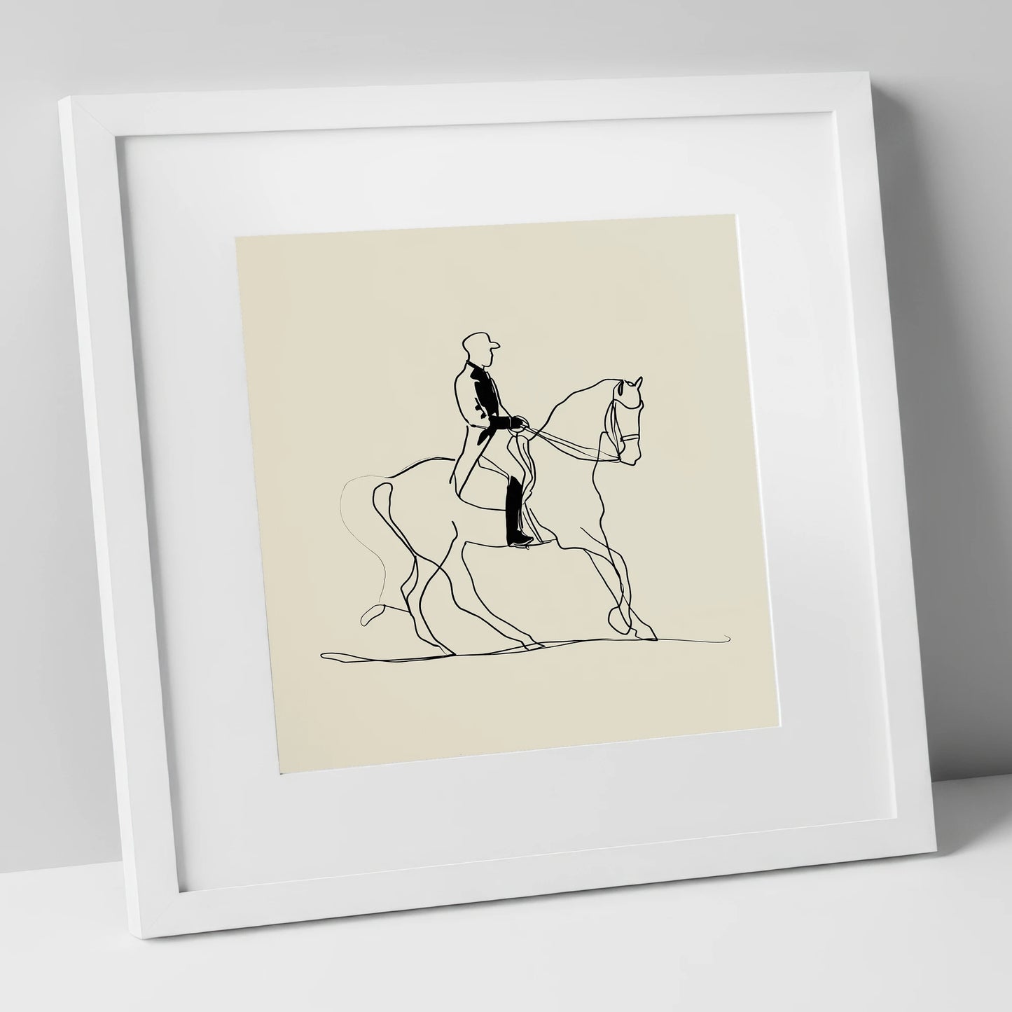 Elegance in Motion dressage horse art print in white frame