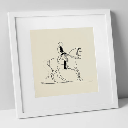 Elegance in Motion dressage horse art print in white frame