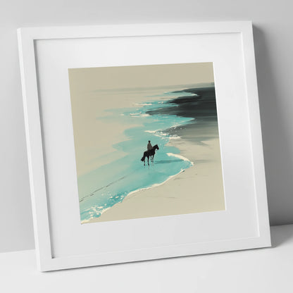 Edge of the Tide horse landscape art print in white frame