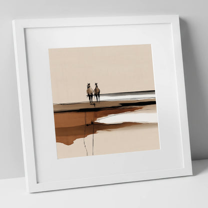Distant Horizon Companions horse landscape art print in white frame