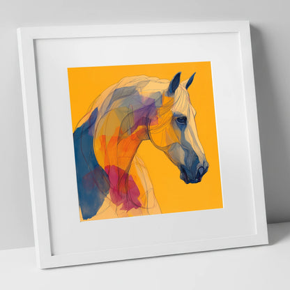 Golden Equine Spirit horse breed art print in white frame