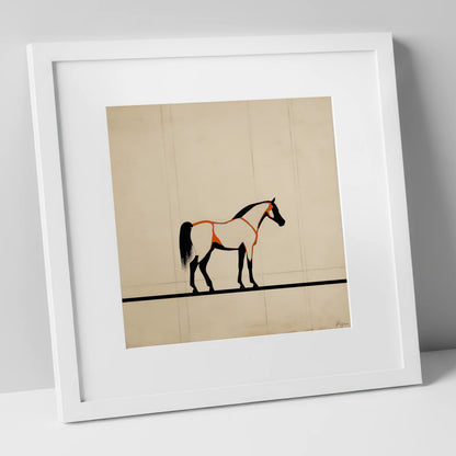 Minimalist Ink Profile horse breed art print in white frame