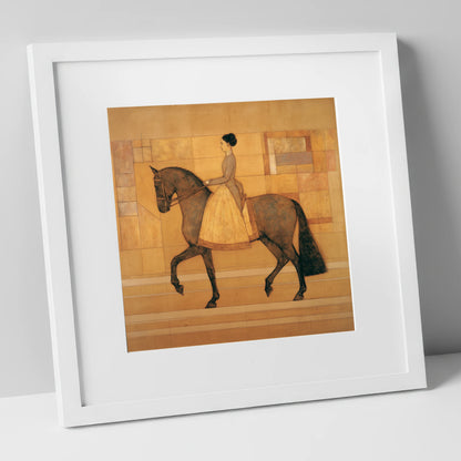 Golden Era Dressage dressage horse art print in white frame