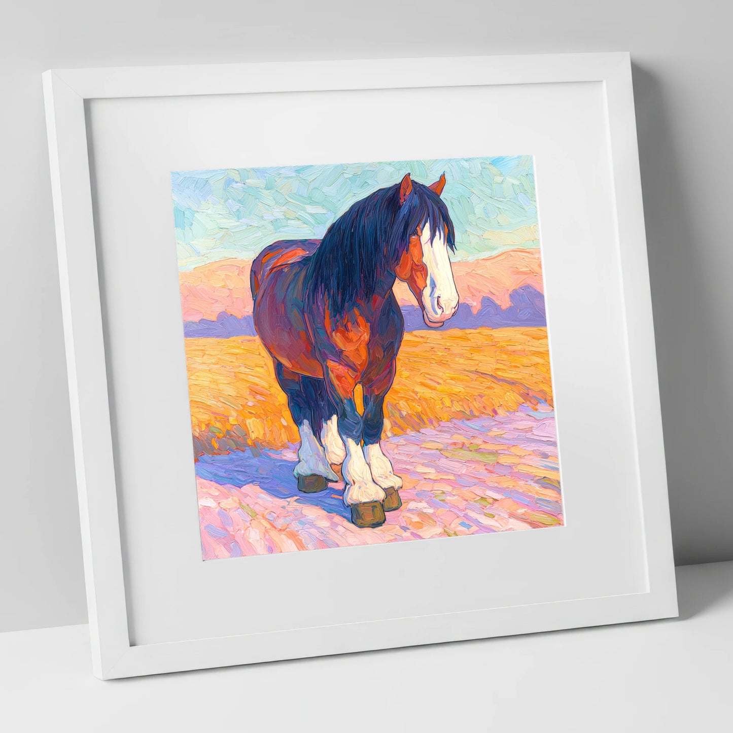 Vivid Heavy Horse horse breed art print in white frame