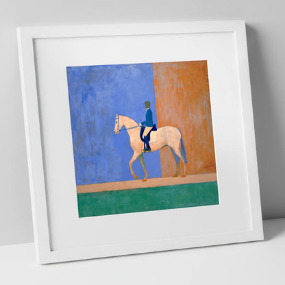 Contemporary Dressage Silhouette dressage horse art print in white frame