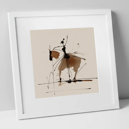 Harmony in Motion dressage horse art print in white frame