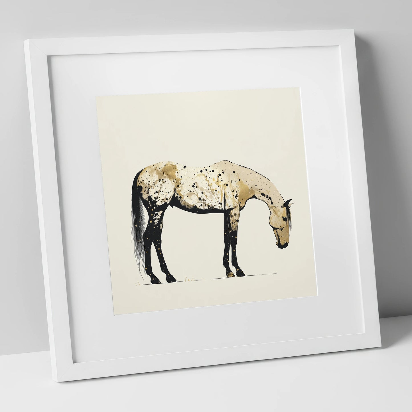 Gilded Appaloosa Elegance horse breed art print in white frame