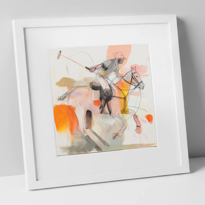 Dynamic Polo Swing polo horse art print in white frame
