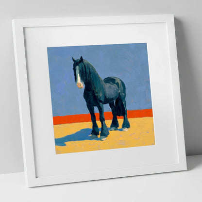 The Painted Shire horse breed art print in white frame