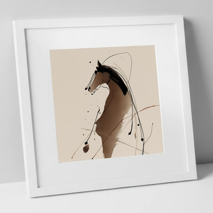 Sweeping Ink Portrait horse portrait art print in white frame