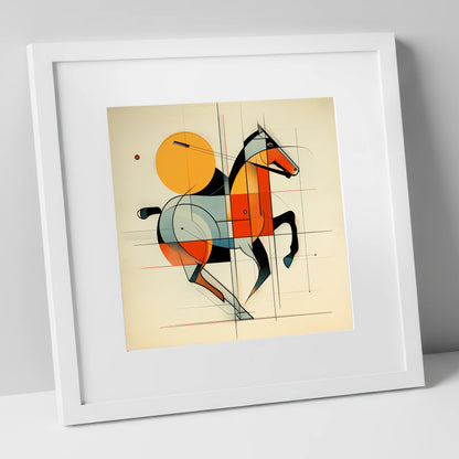 Structured Polo Rhythm polo horse art print in white frame