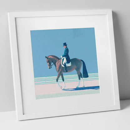 Classical Dressage Elegance dressage horse art print in white frame