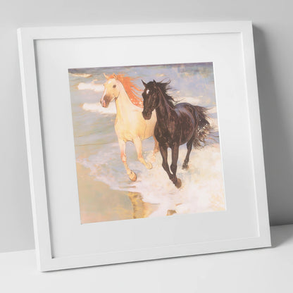 Ethereal Tide Gallop horse landscape art print in white frame