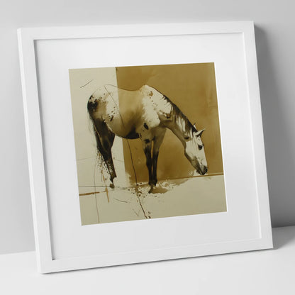 Sepia Ink Appaloosa horse breed art print in white frame