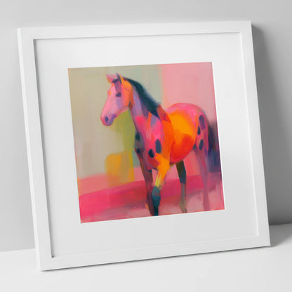 Vivid Appaloosa Spirit horse breed art print in white frame