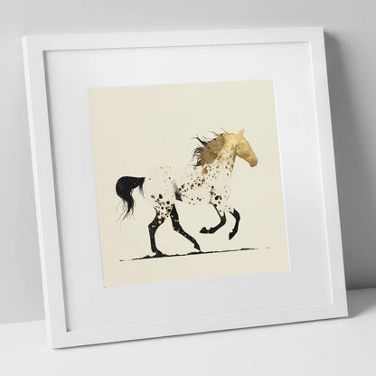 The Golden Appaloosa horse breed art print in white frame