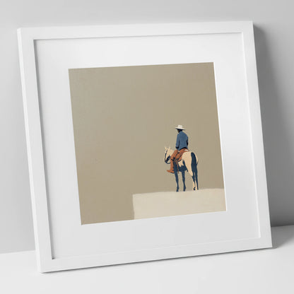 The Quiet Frontier western horse art print in white frame