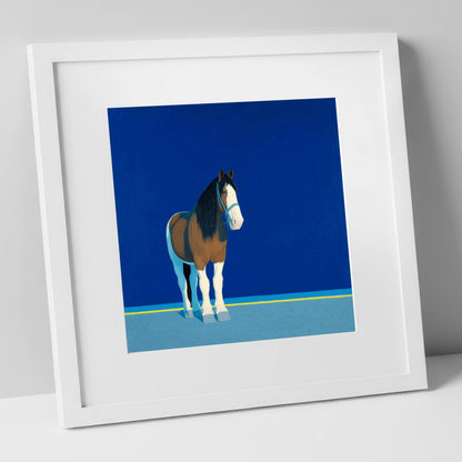 Cobalt Horizon horse breed art print in white frame