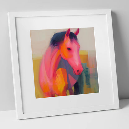 Vivid Equine Spirit horse breed art print in white frame