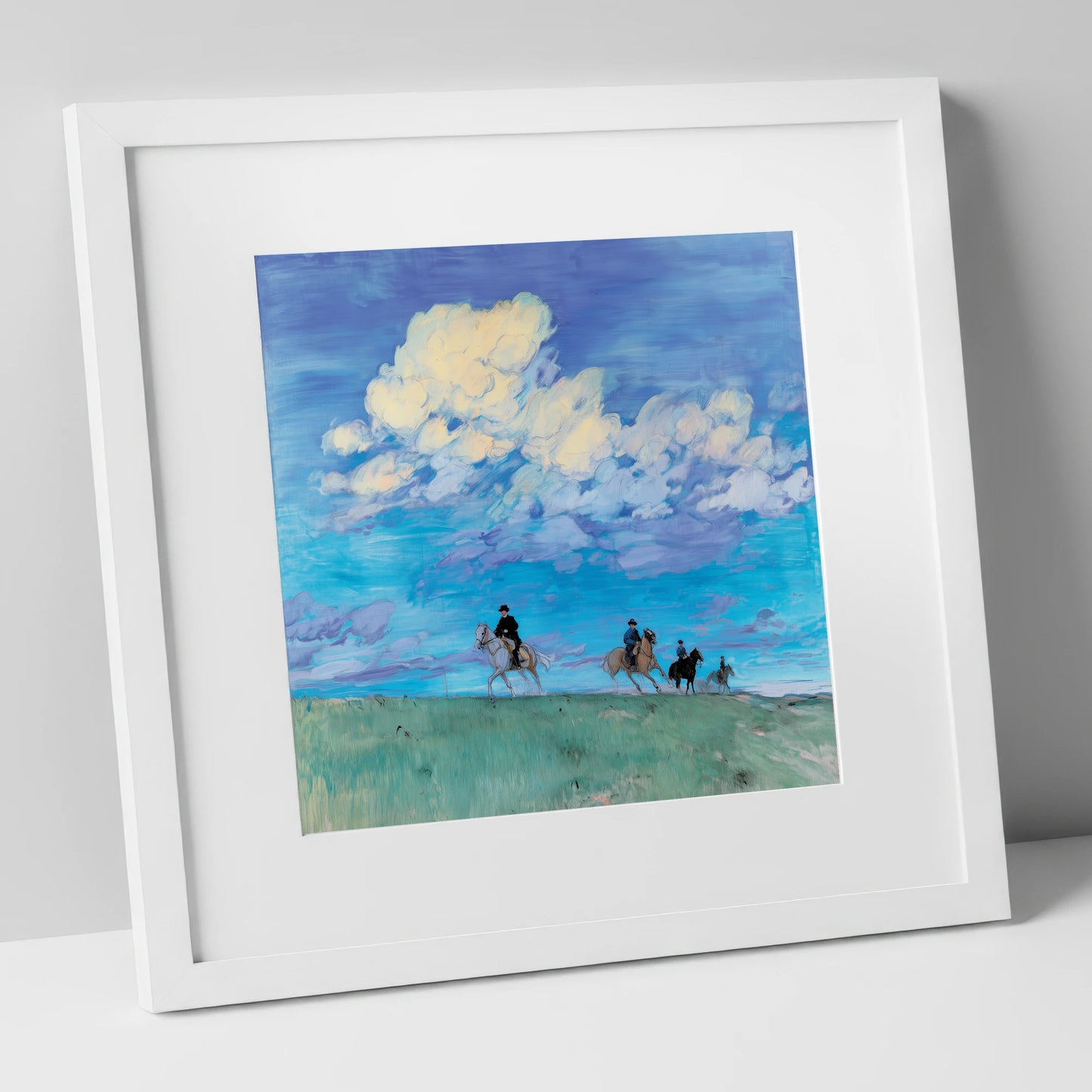 Beneath the Vast Sky horse landscape art print in white frame