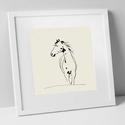Minimalist Appaloosa Profile horse breed art print in white frame