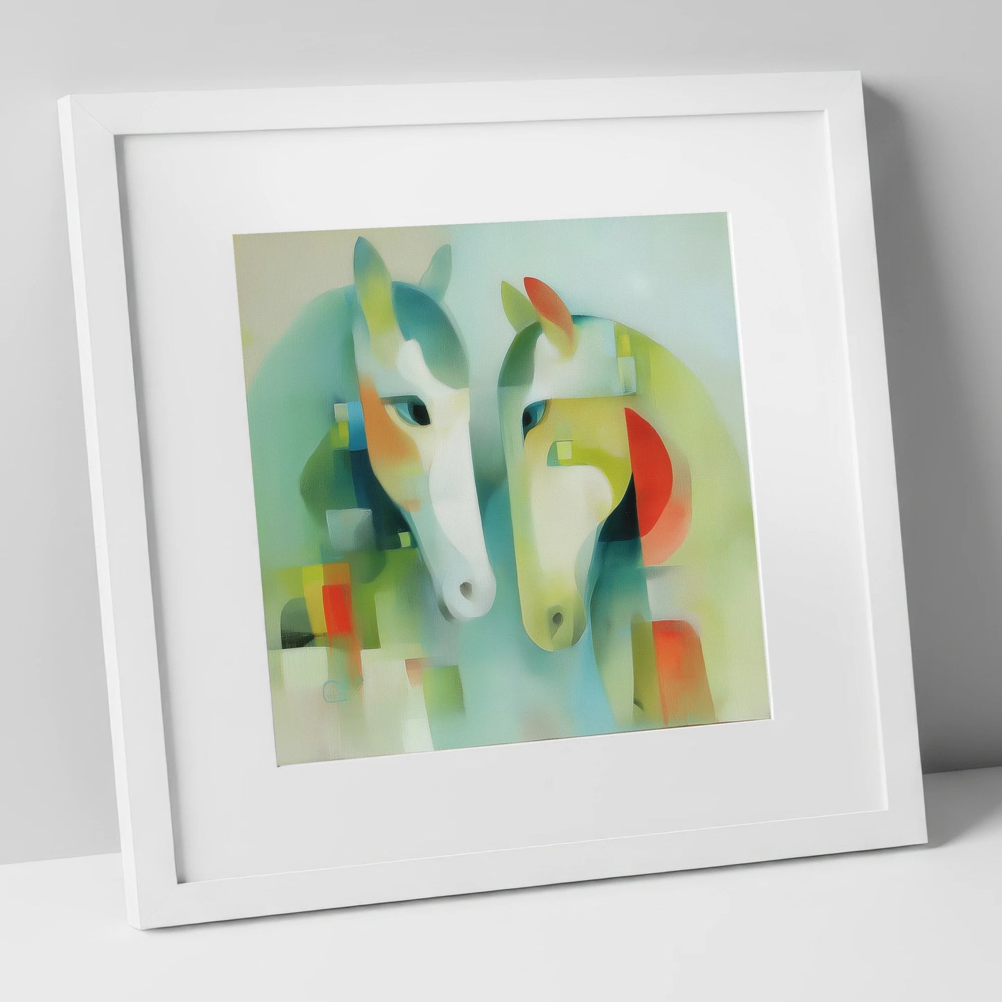 Structured Serenity horse portrait art print in white frame